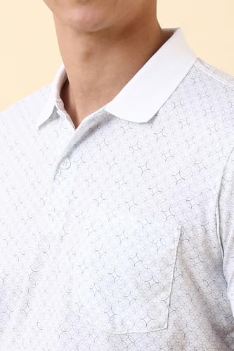 Allen Solly Men White Print Polo Neck T-Shirt