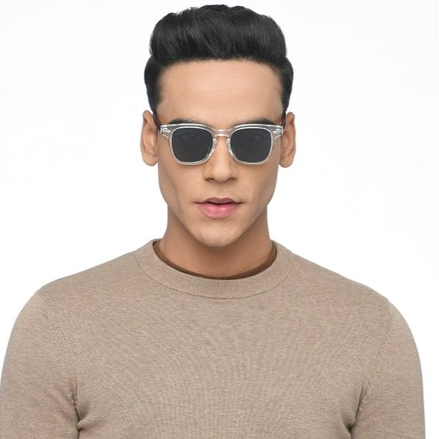 VINCENT CHASE EYEWEAR | Transparent Grey Full Rim Square|Classics|Branded Latest And Stylish Sunglasses | Polarized And 100% Uv Protected | Men & Women | Medium | Vc S16752