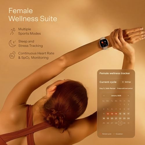 boAt Chrome Ivory Smart Watch for Women, co-Designed with GIVA, 1.7" AMOLED Display, 1000 nits Brightness, Premium Metallic Build, Female Wellness Tracker smartwatch for Women (Rose Gold)
