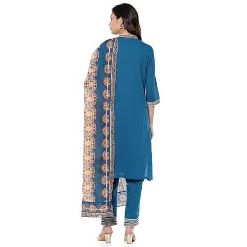 BIBA Women's Cotton Kurta Sets (SKDEARTAL9949AW24TEAL_Teal