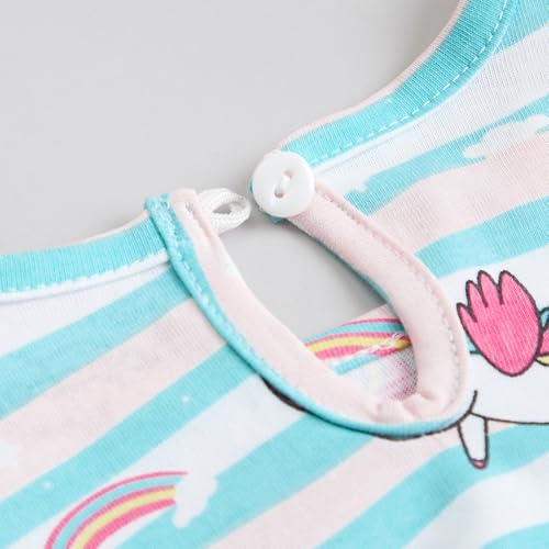 Hopscotch Girls Pink Short Sleeves 2-Pc Unicorn Cotton Short Set For Ages(3-6 Months)