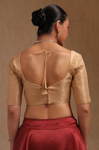 Soch Womens Gold Tussar Floral Print Padded Blouse