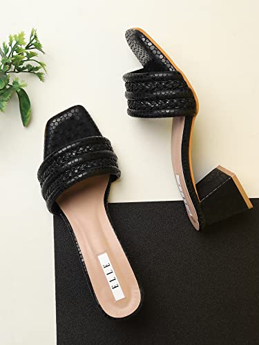 ELLE Women's Black Block Sandals