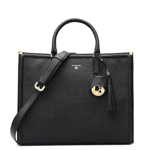 Da Milano Leather Black Book Tote for Women (01236MOL)