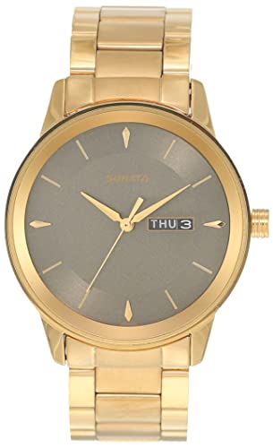 Sonata Utsav Quartz Analog With Day & Date Grey Dial Gold Stainless Steel Strap Watch for Men - NT7133YM02