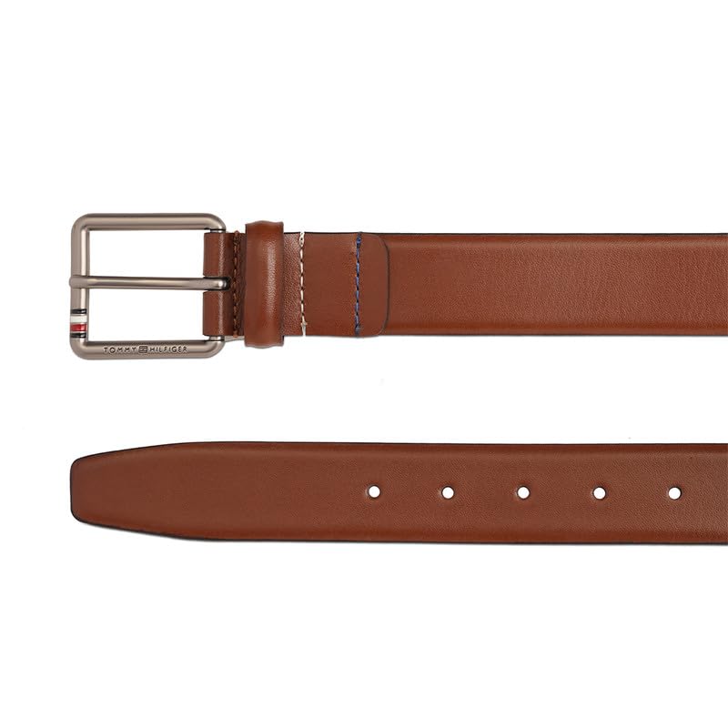Tommy Hilfiger Men's Warrens Leather Belt - Rwb Pin Buckle - Versatile Tan For Classic Semi-Formal Styling & GentleMen's Gift | Size XL - 110 CM