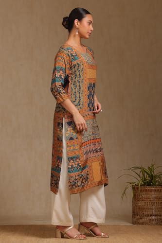 Soch Womens Multicolour Viscose Muslin Botanical Print Kurta with Sequins