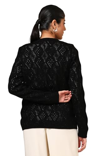 Soch Womens Black Acrylic Crochet Cardigan