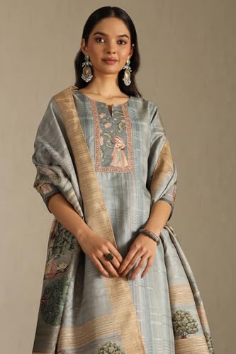Soch Women's Art Silk Kurta Suit Set (CWA5CD22246_Turquoise Blue
