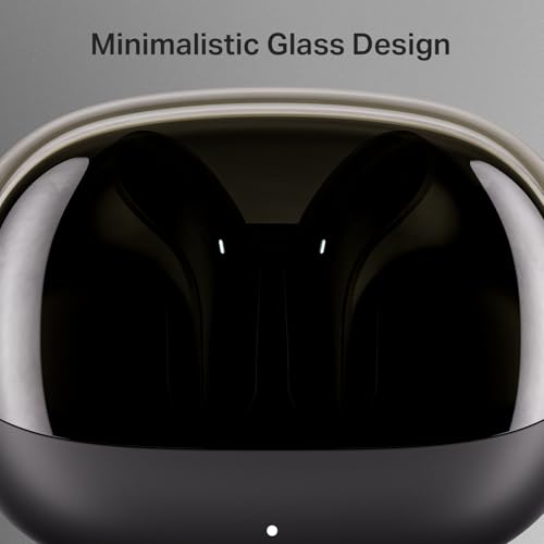 boAt Airdopes Plus 311, Glass Design, ENx Tech, Fast Charge, 50 Hrs Battery, Stream Ad Free Music via App Support Bluetooth Earbuds, TWS Ear Buds Wireless Earphones with mic (Charcoal Black)