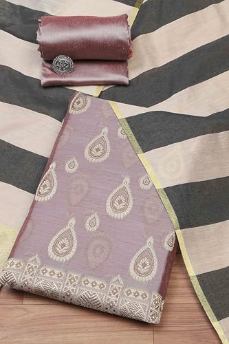 Biba Women Beige Cotton Unstitched Suit Set_FREE SIZE