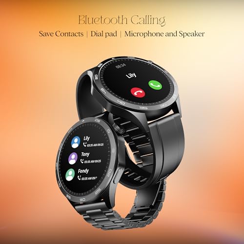 boAt Enigma Radiant Luxury Watch for Man w/1.43"(3.63 cm) AMOLED Display, AOD, Premium Metal Build, Round Dial, 200+Watch Faces, Upto 7 Days Battery Life, Fitness smartwatch for Men (Active Black)