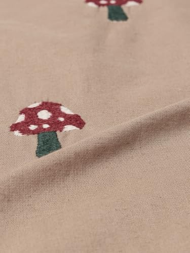 The Souled Store: Mushroom Patch Men and Boys Long Sleeve Spread Collar Beige Embroidered Relaxed Fit Casual Easy to Style Everyday Office Wear Cotton Linen Shirt
