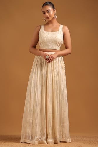 Soch Womens Beige Georgette Ethnic Motifs Lehenga Choli Set With Sequined