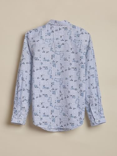 Boys Light Blue Print Casual Shirt