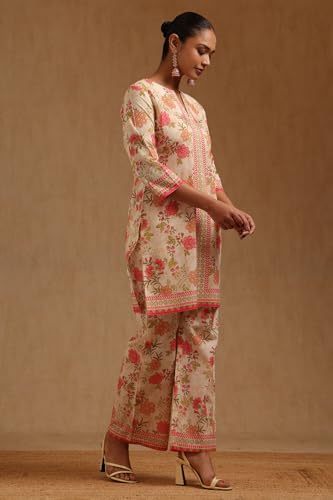 Soch Womens Cream Pure Cotton Floral Print Co-Ord Set