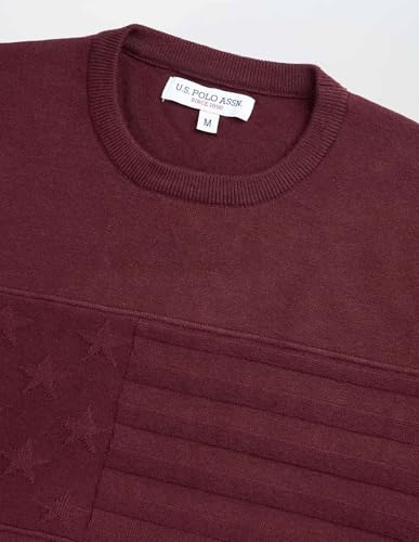 U.S.Polo Association Men's Graphic Patterned Knit Regular Fit Sweater (USSWE2437_Maroon_XL)