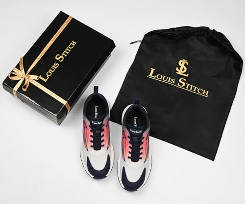 LOUIS STITCH Men’s Dusk Blue Lightweight Athleisure Sport Shoes | Ultra Cushioned Sole | Casual Lace-Up Sneaker and Athleisure Wear | Perfect for Casual, Gym & Travel Wear | LS-AT-FS03-BU | UK-6