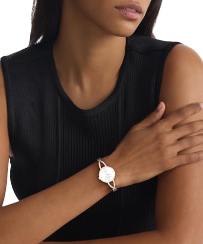 Calvin Klein Sculpted Embrace Qtz Basic Slim Silver White Round Dial Women's Watch|Two Tone Stainless Steel Material|Silver Color Band - 25100060