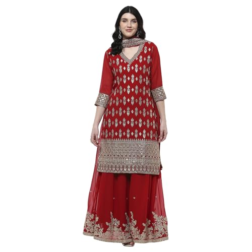 Biba Women's Polyester Kurta Set (SKDMEWAR10864SS25RED_Red