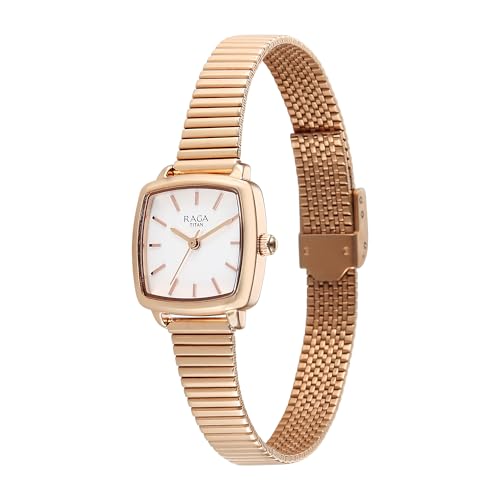 Titan Raga Showstopper Quartz Analog Rose Gold Dial, Metal Strap Watch for Women