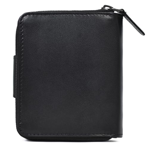 WildHorn RFID Protected Genuine Leather Wallet for Women with 8 Card Slots | Stylish Purse for Women/Girls (Black)