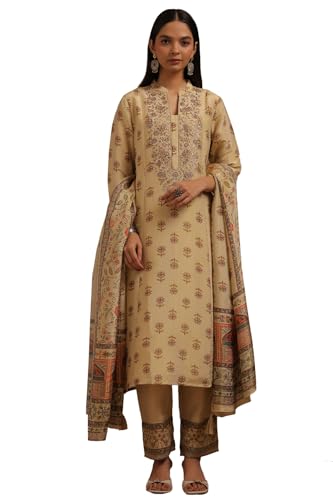 Soch Women's Tissue Salwar Suit Set (EWA5CD22267_Beige