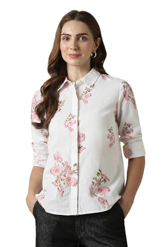 Women White Print Long Sleeves Shirt