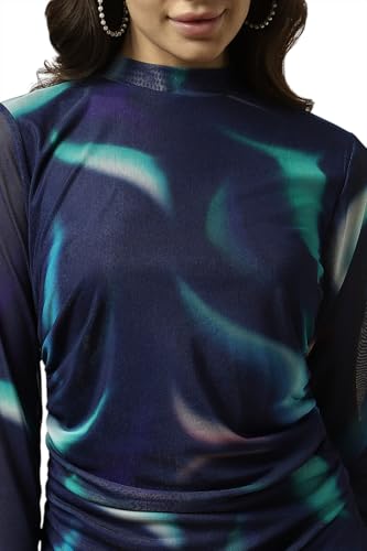 Allen Solly Women's Polyester Modern Knee-Length Dress (AHDRERGFB60992_Navy