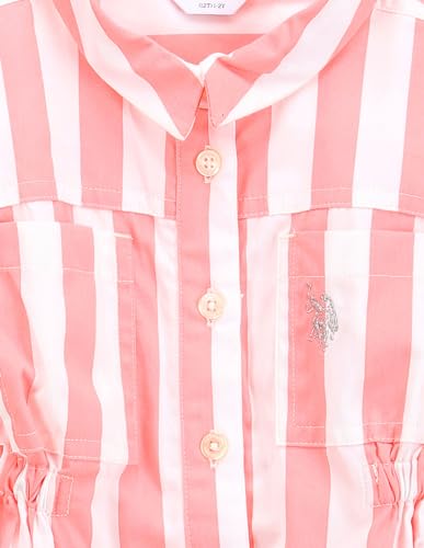 U.S. POLO ASSN. Girls Vertical Stripe Shirt Dress Pink