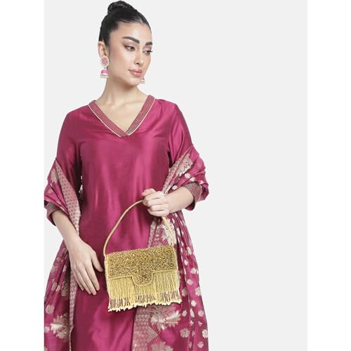 Peora Gold Clutch Purses for Women Stone Studded Handmade Handbags Party Bridal Clutch
