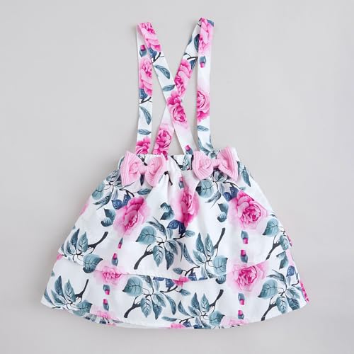 Hopscotch Baby Girls Cotton Floral And Spandex Overall Set In Peach Color For Ages (0-3 Months)