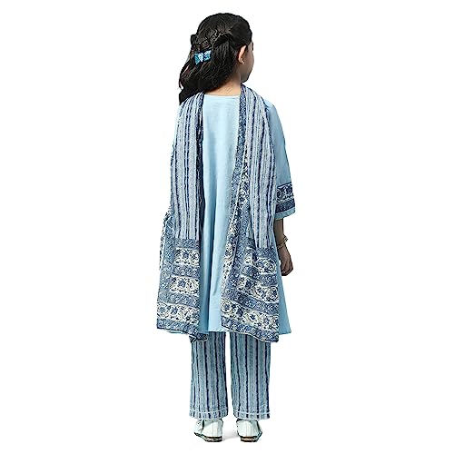 BIBA Cotton Girl Printed Straight Kid Kurta Set With Dupatta (Kw5000_Powder Blue_3)