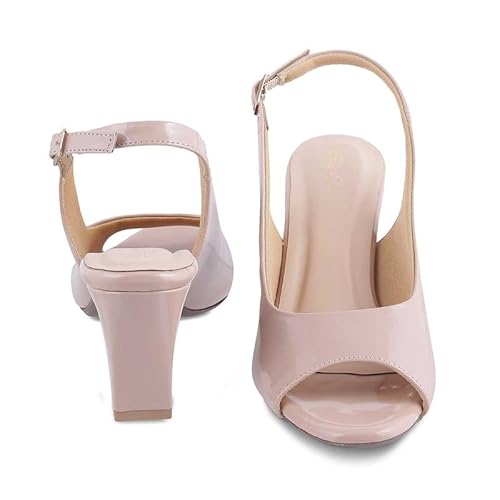 tresmode WHOU Beige Women's Dress Block Heel Sandals in Size 3 UK / 36 EU