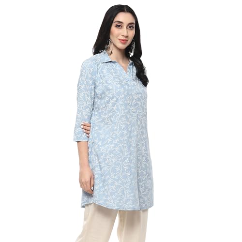 BIBA Women Printed Short_Kurta Mix and Match(TOP & TUNICS20193_Sky Blue_40)
