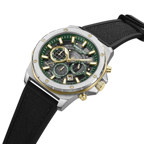 Kenneth Cole Quartz Analog with Green Dial Black Silicone Strap Watch for Men - KCWGO0087603MNW