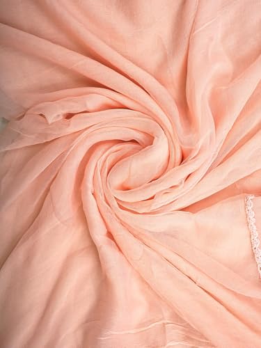 Ada Hand Embroidered Lucknowi Chikankari Unstitched Cotton Dress Material Suit Piece with Dupatta for Women 01A821973 Peach