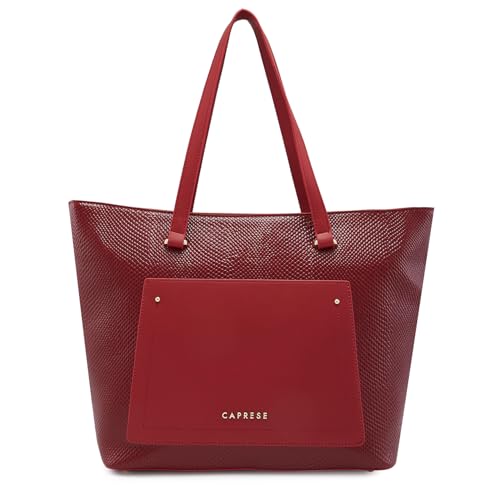 Caprese Roima Tote Bag, Large-Red | Stylish Handbag for Women | Spacious, Versatile Office & Daily Essentials Tote | Top Zip Closure