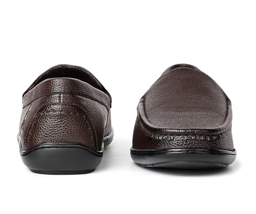 LOUIS STITCH Men's Brunette Brown Slip-On Loafers | Ultra Lightweight Slip-On Solid Formal Shoes for Men | Loafers with All-Day Comfort | LSFLPDMPUBB | UK-9