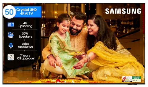 Samsung 50 inch (125cm) Crystal UHD 4K Vision AI 2026 Smart TV | 30W Speakers | 4K Upscaling | HDR10+ | 150+ Channels | 7 Years OS Upgrade | UA50UE83AHULXL