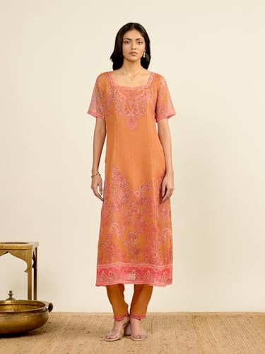 Aarke Ritu Kumar Mustard Tanush Floral Kurta With Pant And Dupatta