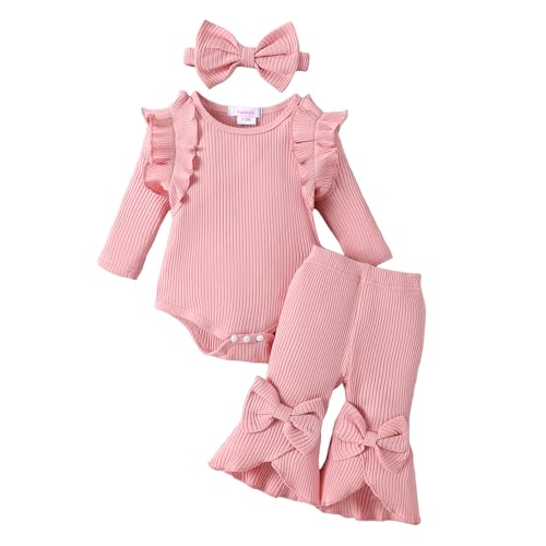 Hopscotch Baby Girls Textured Print Full Sleeves Pink Pant set For Ages (9-12 Months)