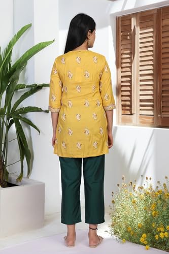 W for Woman Yellow Embroidery Zari Work Straight Kurta (W13914-125062-L)