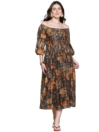 Label RITU KUMAR Square Neck Long Dress Multicolour