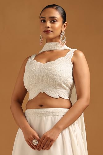 Soch Womens Off White Crepe Embellished Lehenga Choli Set With Beaded