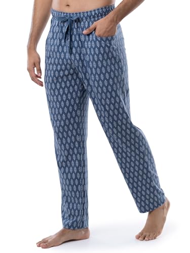 Wrangler Men's Jersey Top and Micro-sanded Pants Pajama Sleep Set, White/Blue, Large