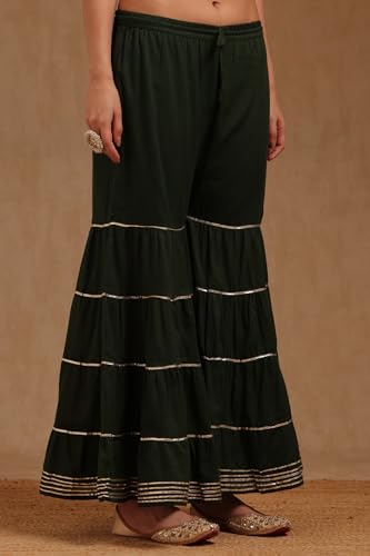 Soch Womens Green Muslin Ethnic Motifs Salwar Suit With Zari