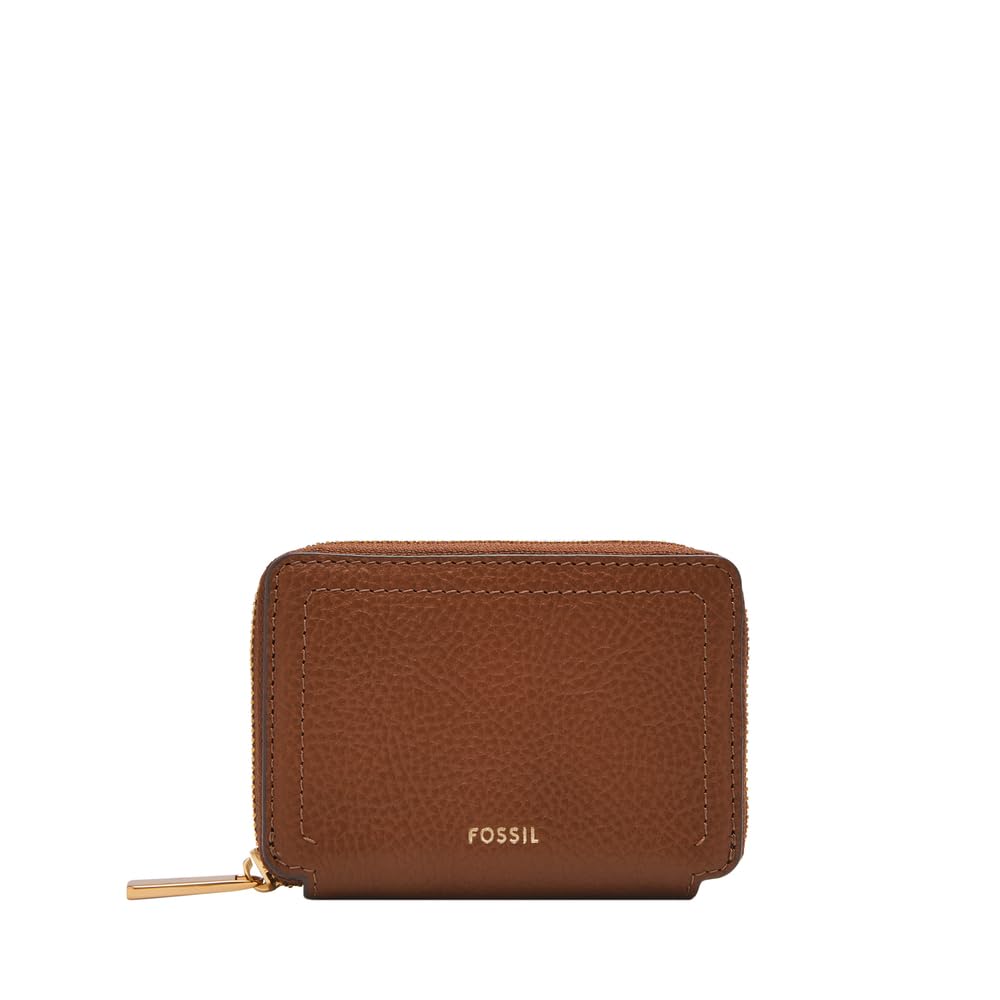 Fossil Women Leather Logan Brown Card Case Wallet Sl10045200