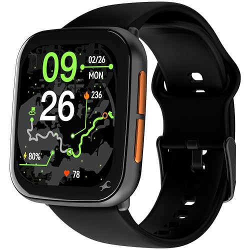 Fastrack Navstar 1.85" AMOLED Square Display Smart Watch with GPS, Offline Voice Command, AI Enabled, 100+ Sports Mode, BT Calling, IP68 Water Resistant Upto 5 Days Battery Life - Onyx Black