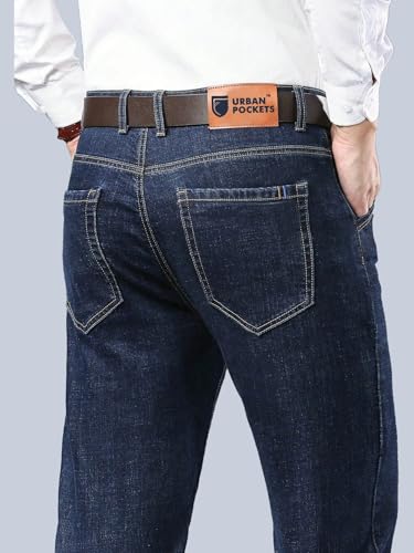 URBAN POCKETS Jeans for Men | Denim Pants with Straight Fit & Formal Look (Regular-D.Blue-U08-36)